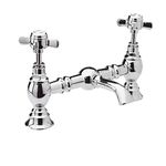 Nuie I315X Beaumont Traditional Bathroom Luxury Crosshead Handle Bridge Basin Mixer Tap, 140mm x 240mm, Chrome