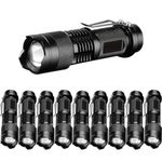 MVIOCS 10pack LED Flashlights High Lumens - Mini Flashlights for Camping, Hiking, Dog Walking - Handheld Bright Flashlight with 3 Modes for Outdoor Home Use - Bright Flashlight with Zoomable Beam