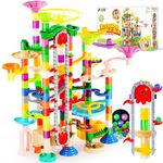 JOYIN 236Pcs Glowing Marble Run with Motorized Elevator- Construction Building Blocks Toys with 30 Glow in The Dark Plastic Marbles for kids, STEM Gifts for 7 year old Boys and Girls