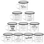 Mifoci 10 Pcs Thank You Gifts Enamel Mugs with Handle Employee Appreciation Gifts Coffee Mug 12 oz Teacher Motivational Quote Cups for Assistant Nurse Office Staff Coworkers Gifts(White)