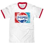 Tee Luv Men's Retro Pepsi Logo Ringer Tee Shirt, White/Red, XL