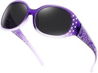 HAOLOTA Polarized Sunglasses for Women, Rhinestone Wrap Around Sunglasses with UV400 Protection