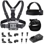 TEKCAM Action Camera Head Mount Strap Chest Mount Harness Backpack Clip Wrist Strap Mount Accessories Kit Compatible with Gopro Hero 12 11 10 9 8/Insta360 X4 X3/AKASO EK7000/Brave 4/V50/Apexcam Camera