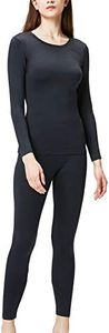 DEVOPS Women's Thermal Underwear Long Johns Top & Bottom Set, Navy, X-Small