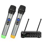 Fifine K036 UHF Dual Channel Wireless Unidirectional Handheld Wireless Microphone (Grey)