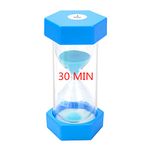 30 Minute Sand Hourglass Timer: Plastic Sand Clock 30 Minutes, Large Blue Sand Timer, Unity Hour Glass Colorful Sandglass Timer for Kids, Games, Classroom, Kitchen, Decoration