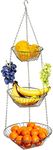 Deco Brothers Hanging Fruit Basket, 3-Tier, Chrome