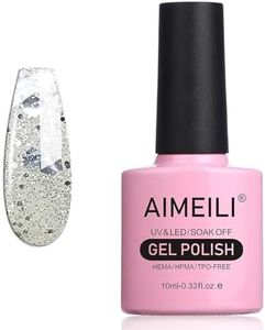AIMEILI Soak Off U V LED Clear Glitter Gel Nail Polish - Marbled (034) 10ml
