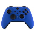 eXtremeRate Blue Soft Touch Grip Faceplate Cover, Front Housing Shell Case DIY Replacement Kit for Xbox One Elite Series 2 Game Controller Model 1797 - Thumbstick Accent Rings Included