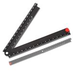 30cm Folding Ruler, 90° Foldable Metal Aluminum Ruler 0-300mm Length Fold Straight Angle Measure Stationery Ruler Black for Machine-Made Glass Making