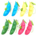 Volscity 8 Pack Peapod Fidget Toy,Sensory Bean Squeeze-a-Bean,Soybean Stress Relieving Chain Toys,Edamame Keychain,Pea Keychain Soybean Gift for Children and Adults Release Stress (8 Pack Colourful)