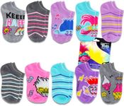 Trolls Socks for Girls 4-6 Years for Toddler Girls - Trolls Socks for Kids Bundle Includes 10 Pairs of Trolls No Show Socks Sizes 4-10 Featuring Poppy, Branch, More Plus Stickers | Trolls Merch Kids,