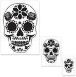 Custom Shop Airbrush Sugar Skull Day of The Dead Stencil Set (Skull Design #14 in 3 Scale Sizes) - Laser Cut Reusable Templates