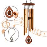 JelyArt Large Wind Chimes Outdoor Garden, Deep Tone 32 inches Memorial Wind Chime for Indoor Outdoor Decor (Gold)