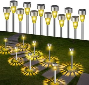 Fohil 12 Pack Solar Garden Lights, IP65 Waterproof Solar Pathway Lights, Solar Landscape Lighting Lights, Solar Lights Outdoor for Outside Yard Driveway Patio Lawn Walkway Decorations