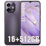 Unlocked Cell Phones Canada, Ulefone Note 16 Pro(16+512GB) Unlocked Smartphone, Android 13, 50MP Dual Cameras, 4400mAh, 6.52-inch Screen, OTG/Reverse Charge, 4G LTE Phones (Purple)