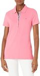 Tommy Hilfiger Women's Tommy Hilfiger Women's 5 Button Polo Tee T Shirt, Light Bubblegum, XXL UK