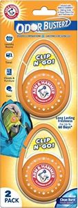 Arm and Hammer Odor Busterz Clip N Go Deodorizer Balls: odor eliminator with handy clip for travel, work and sports gear, lockers, laundry hamper (2 Count)