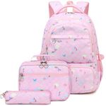 Leaper Cute Mermaid School Backpack for Girls Teen Kid's Backpack Casual Lunch Bag Purse Case Set (Pink 2402-3)