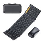 ProtoArc XKM01 Foldable Keyboard and Mouse, Folding Bluetooth Keyboard Mouse Combo for Travel, 2.4G+Dual Bluetooth, Full-Size Rechargeable Portable Keyboard, QWERTY UK Layout - Black