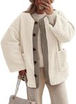 PRETTYGARDEN Women's Warm Winter Coats Casual Long Sleeve Button up Fuzzy Sherpa Fleece Jackets Outerwear (Beige,Medium)