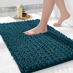 Yimobra Luxury Bathroom Rug Mat 24x17, Extra Soft & Absorbent Bath Rugs, Non-Slip Plush Shaggy Bath Carpet, Machine Wash Dry, Bath Mats for Bathroom Floor, Tub and Shower, Peacock Blue