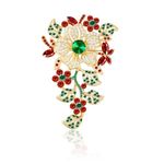 QUKE Poppy Brooches Pins Cubic Zirconia Memorial Flower Badge and Pins Brooches Lapel Pin for Women Girls