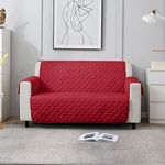 HOKIPO 2 Seater Quilted Polyester Sofa Cover Protector, 120x184 cm, Scarlet Red (AR-4664-M7)