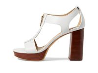Michael Kors Women's Berkley Mid Sandal Heeled, Optical White, 3.5 UK