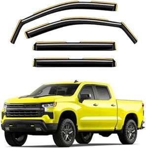 Deejecsun in-Channel Window Rain Guards Fit for Truck Chevy Silverado/GMC Sierra 1500 2019-2025 Crew Cab Extra Durable Window Deflectors Vent Visors Shades Exterior Car Accessories Visors Rain Guards