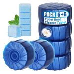Toilet Blocks for Cisterns, 6PCS Triple Effect Toilet Cleaner with 6PCS Toilet Tank Cleaners Tablets with Bleach, Toilet Bowl Cleaner Tablets Drop in Tank for Deodorizing & Descaling