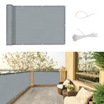 SUNNY GUARD Balcony Privacy Screen Cover Garden Privacy Screen HDPE Weatherproof UV Protection Windscreen with Cable Ties,90x600cm Grey