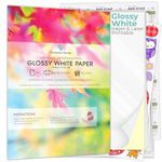 50 Sheets Glossy White Printable Sticker Paper A4 | Inkjet & Laser Glossy Sticker Paper A4 | Create & Print Your Own Stickers, Product Labels, Sticky Paper for Cricut | Strong Sticky Back Paper