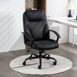 ESTRUCO Office Chair Ergonomic LeatherExecutive Chairs Swivel Computer Desk Chairs Leather Task Chair with Lumbar Support(Black,Golden Stitch)