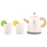 New Classic Toys - Kettle Set - Wooden Pretend Play Tea Set - Includes Kettle, Mint Leaf, Lemon Slice, Two Cups - Fun and Educational Toy for Kids