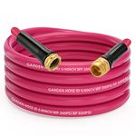 PAULINN Garden Hose 5/8 in. x 25 ft, Heavy Duty Water Hose for RV Camper Boat Outdoor Lawn Yard, Drinking Water Safe, Flexible and Lightweight - Kink Free, All-Weather, Solid Brass Fittings, Pink