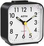 Analog Alarm Clock, Silent No Ticking Alarm Clock with Light, Snooze, Battery Operated, Loud Alarm, Luminous, Portable Alarm Clock, Quiet Small Travel Alarm Clock for Deep Sleeper