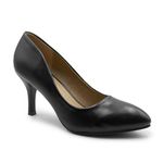 Womens Ladies Low MID HIGH Kitten Heel Pumps Pointed Toe Work Court Shoes Size (UK 6 / EU 39 / US 8, Black PU)