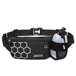 Brynnl Running Waist Bag with Water Bottle, Waterproof Waist Pack Fanny Pack Running Pouch Bum Bag Sport Belt for Cycling Jogging Camping Climbing Hiking Outdoor (Black)