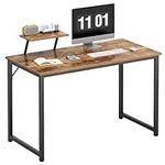 SDHYL Computer Desk, 40 Inch Small Home Office Desk, Student Writing Study Table, Laptop Desk with Shelf,Simple Computer Workstation for Small Space, Rustic Brown