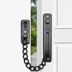 Safety Door Chain Heavy Duty Latch Chain Door Lock with Spring Anti-Theft Snap Lock Stainless Steel Black