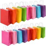 24 Piece Party Favor Gift Bags, 8 Colors Kraft Paper Candy Bags Bulk, Goodie Bags Rainbow Paper Bags with Handles for Wedding, Baby Shower, Birthday, Gifts, Shopping and Party Supplies,Small Gift