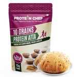 Protein Chef 10 Grain Atta 1Kg| Double Protein roti| Multigrain Atta Flours| High Fibre| Soft, Fluffy & Tasty Chakki fresh Rotis| Natural Ragi, Wheat, Jowar, Bajra, Millet Flours for Weight Management