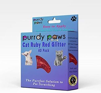 Purrdy Paws 40 Pack Soft Nail Caps for Cat Claws Ruby RED Glitter Medium