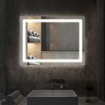 illucid Vanity Mirror with Lights Wall Mounted 24x18 inch Dimmer & Defogger Crystal Clear & Shatterproof LED Bathroom Mirror for Vertical or Horizon Hard Wired