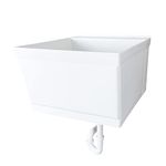 JS Jackson Supplies Tehila White Wall-Mounted Utility Sink Tub Kit, Wall-Mounted Utility Tub with Wall Bracket, Floating Utility Sink for Laundry Room, Garage, Workshop, and More