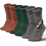 Merino Wool Hiking Walking Socks for Men & Women, Thick Anti-Blister Cushioned Compression Design, Suits for Sports, Running, Outdoor, Work, 3 Pairs Unisex