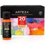 ARTEZA Craft Acrylic Paint, 20 Vintage Tones, 60 ml Bottles, Water-Based, Matte Finish, Outdoor Paint for Art Projects on Different Surfaces