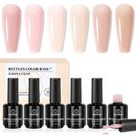 Beetles Color Base Gel Nail Polish, 6 Colors Nude Gel Polish Pink Nail Polish Peach Pink Nail Polish Neutral Sheer Colors Strengthener Soak Off Nail Art Manicure DIY at Home Gift for Women