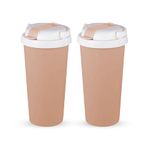 LUCIDO 500ml Vacuum Insulated Baby Stainless Steel Sipper Cup or Mug | Leak-Proof | Easy-Grip Handle | BPA-Free | Keeps Drinks Hot/Cold for Hours | Ideal for Toddlers & Kids (Set of 2, Peach & Peach)